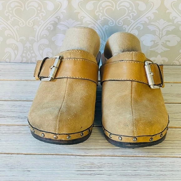 MICHAEL KORS Suede Clogs Wooden Size 8 Taupe - Picture 9 of 9